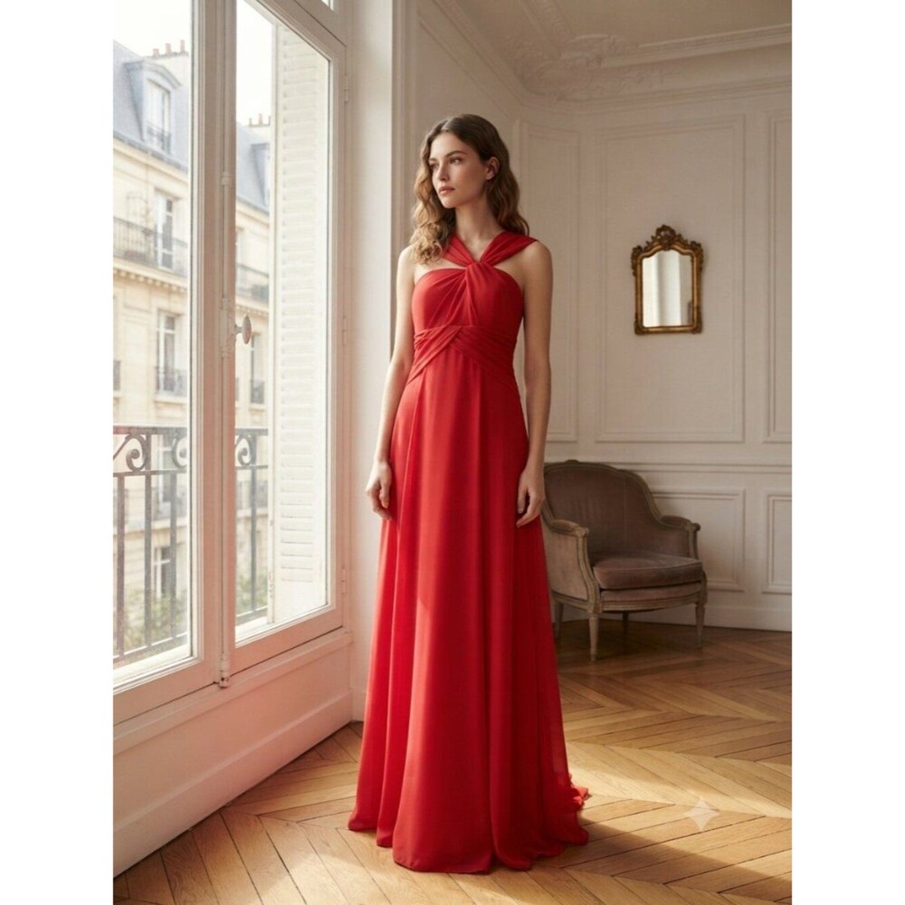 NWT JJ's House Red Sweetheart Neckline Convertible Sash Maxi Gown Size 16W
